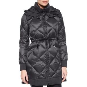 Moncler Verrerie Coat‎ Women's 0 Black Pleat-Back Hooded Down Zip Puffer Jacket